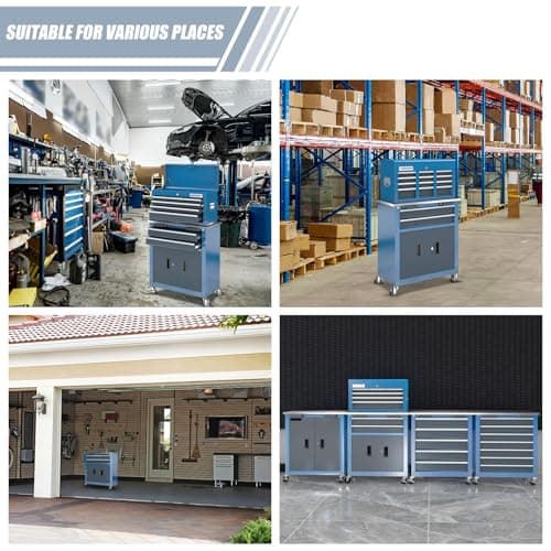 LARBANKE 8-Drawer Rolling Tool Chest with Wheels and Door,Tool Box with Sliding Drawer,Stainless Steel Countertop Tool Chest,can Form Large Workbench,for Garage Workship 7