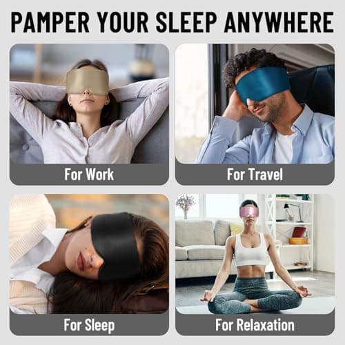 ATreebay 100% Mulberry Silk Sleep Mask, Large Eye Cover for Sleeping, Comfortable and Pressure-Free Sleeping Masks for Women Men, Completely Blackout (Taupe) 7