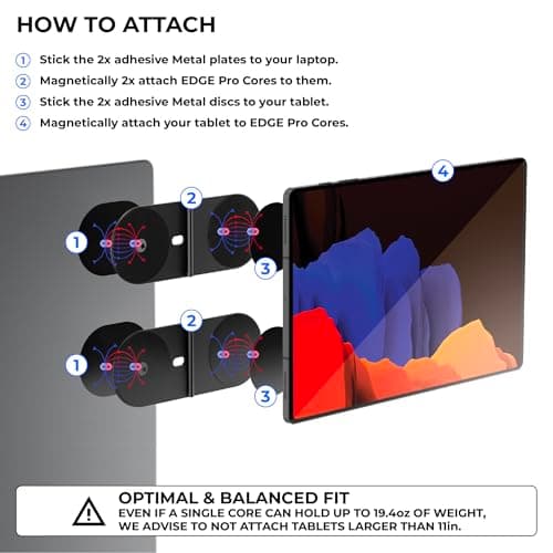 Rolling Square Edge Pro Tablet Kit - Mount and Phone Magnetic Holder, Smartworking & Productivity Stand Accessory, Compatible with MagSafe, Compatible with Any Tablet or Phone, Black 5