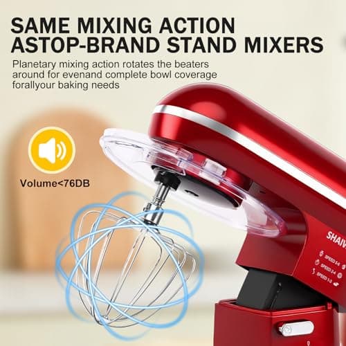 Mixers Kitchen Electric Stand Mixer, 6.5 Quart 6 Speed Tilt-Head Kitchen Mixer Red 5