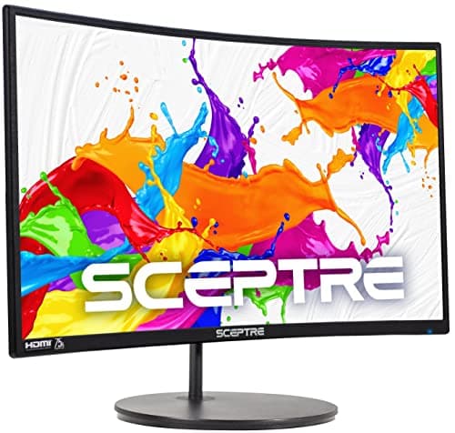 Sceptre Curved 24" FHD 1080p Gaming Monitor 75Hz HDMIx2 VGA 98% sRGB R1500 Build-in Speakers, Machine Black 2022 (C249W-1920RN Series)