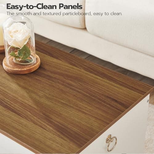 HOOBRO Storage Bench, 39.3" Retro Wooden Storage Chest, Wooden Storage Trunk, Toy Chest with Lift Top, Multifunctional Entryway Organizer, for Entryway, Living Room, White and Walnut WH141CW01 7