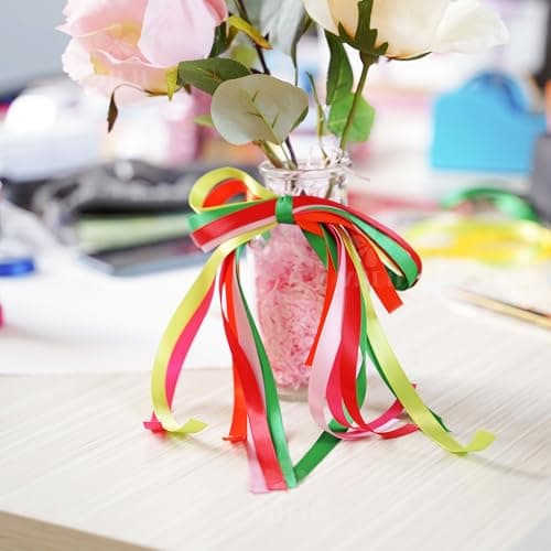 MEEDEE 3/8 Inch Satin Ribbon Set – 10 Rolls Rainbow Double Face Ribbon for Gift Wrapping, 5 Yards Each (Total 50 Yards), Decorative Ribbon for Presents & Party Favors 8