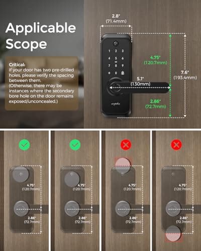WiFi Video Smart Lock with Camera & Handle - 6-in-1 Keyless Entry (Fingerprint/App/Keypad/FOB/Key), Electric Deadbolt Door Knob for Front, Built-in WiFi, 2-Way Audio, Auto-Lock, Waterproof - Black 8