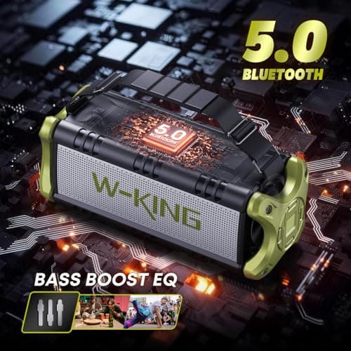 Portable Speakers Bluetooth Wireless, 90W Max Loud Outdoor Speaker with 50W Deep Bass, Boombox Sound, IPX6 Waterproof, 40H, EQ, Dual Pairing, Subwoofer *2, TF, Large Speaker for Beach/Garage/Jobsite 6