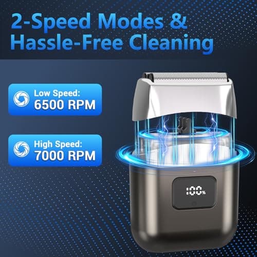 YOXSPD Electric Foil Shavers for Men: Mini Electric Razor with 3 Floating Blades, LED Display, Dual Speed - IPX7 Waterproof Wet/Dry Cordless Razor, USB Fast Charging, Travel Lock (Gray) 6