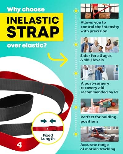 Stretching Strap with Loops - Non Elastic Stretch Band for Physical Therapy, Yoga Strap for Stretching Equipment, Stretch Bands for Exercise and Flexibility - Fascia, Hamstring and Leg Stretcher Belt 8