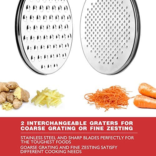 Cheese Grater Citrus Lemon Zester with Food Storage Container & Lid - Perfect For Hard Parmesan Or Soft Cheddar Cheeses, Ginger, Vegetables, Butter, Chocolate & Nutmeg (Red) 8