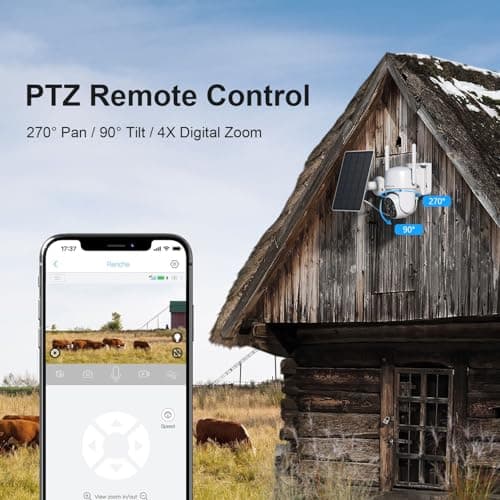 4G LTE Cellular Security Camera No Internet Needed, Solar No wifi Security Camera Outdoor Wireless With SIM Card Jobsite, 2K Color Night Version, 360 Live View, Motion Detection, 2-Way Audio 5