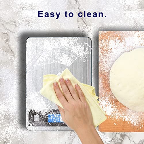 hito 22lb Food Scale, Digital Kitchen Scale with Type-C & Battery Dual Charging, 1g/0.1oz Precision, Waterproof LCD Display, Stainless Steel & Tempered Glass for Cooking, Baking (Ash Silver) 6