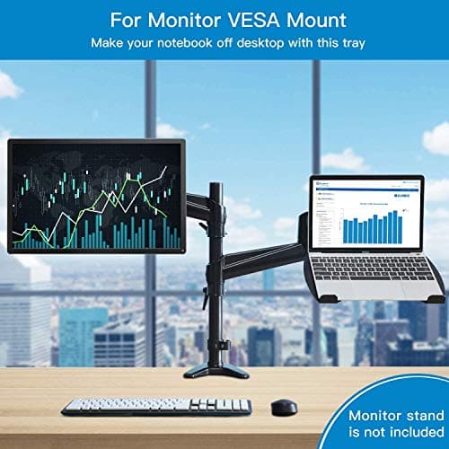 Laptop Tray Steel Notebook Holder for Monitor VESA Mount Stand Fits VESA 100x100 mm Mounting Holes with M4 Screws, 22lbs Capacity with Vented Cooling Platform 5