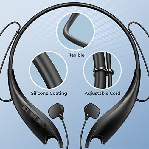 YOSDOM Neckband Bluetooth Headphones, Around The Neck Headphones 24H+ Playtime, Bluetooth Headsets with Call Vibration, Shark Jaw Design Wireless Earbuds+Noise Isolation/Built-in Mic/IPX7 Waterproof 6