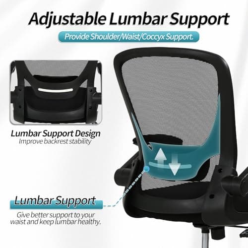 Home Office Chair Ergonomic Desk Chair,Mesh Computer Chair with Lumbar Support Armrest Executive Rolling Swivel Adjustable Mid Back Task Chair for Women Adults - Black 7