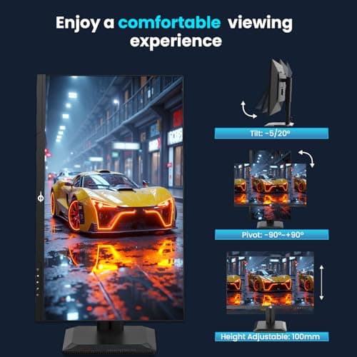 TITAN ARMY Gaming Monitor 27 Inch, 4K@160Hz, FHD@320Hz, Fast IPS 1ms HDR400, Adaptive-Sync, 135% sRGB, VESA, HDMI 2.1, DP 1.4, Swivel Tilt Height Pivot Adjustable, P2712V 6