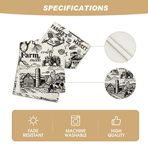 Artoid Mode Tractor Milk Farm Table Runner, Cow House Fall Kitchen Dining Table Decoration for Outdoor Home Party 13x72 Inch 6