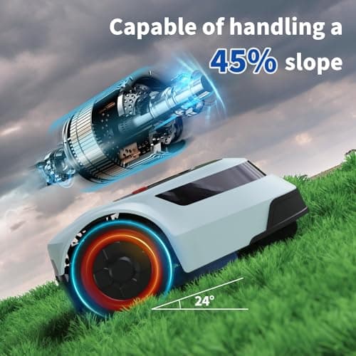 Robotic Lawn Mower for Precise Boundary Wire Break Detection, Automatic Lawnmower with Smart Navigation,and APP-Controlled Systematic Mowing, Covering up to 0.25 Acres with 45% Slope Support 5