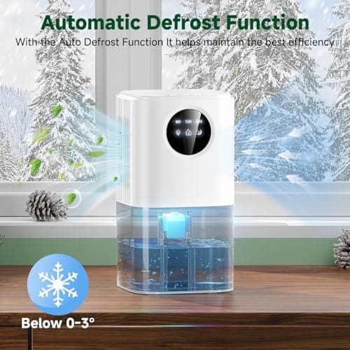 Dehumidifier, 60 OZ Water Tank Dehumidifiers for Bathroom Bedroom with Auto Shut Off & Defrost Timer Sleep Mode and 7 Colors LED Light, Quiet Small Dehumidifiers for Home Room Closet RV (White) 6