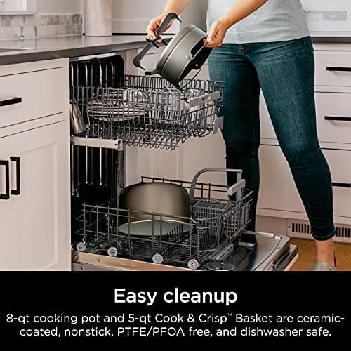 Ninja OL701 Foodi 14-in-1 SMART XL 8 Qt. Pressure Cooker Steam Fryer with SmartLid & Thermometer + Auto-Steam Release, that Air Fries, Proofs & More, 3-Layer Capacity, 5 Qt. Crisp Basket, Silver/Black 13