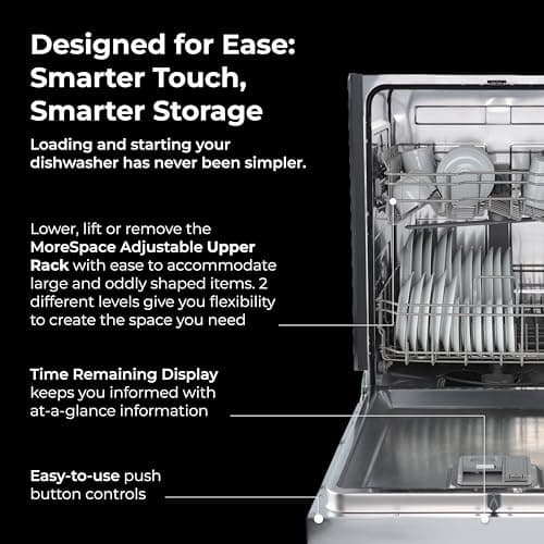Kenmore 24" Premium Hybrid Tub Dishwasher - UltraWash, MoreSpace Adjustable Rack, High Temp & SmartWash - 12 Place Settings - 54 DBA - ENERGY STAR Certified - Fingerprint Resistant Stainless Steel 5