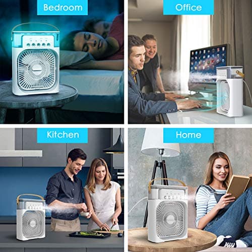 NTMY Portable Air Conditioner Fan, Mini Evaporative Air Cooler with 7 Colors LED Light, 1/2/3 H Timer, 3 Wind Speeds and 3 Spray Modes for Your Desk, Nightstand, or Coffee Table 6