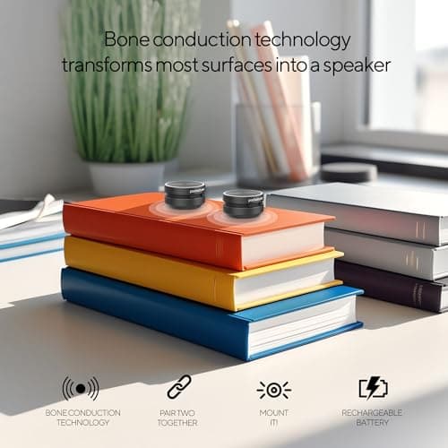 PocketTunes Bone‑Conduction Bluetooth Speakers – 2‑Pack Mini Wireless Speakers, Surface‑Amplifying Sound, True Wireless Stereo, USB‑C Rechargeable, Portable 5