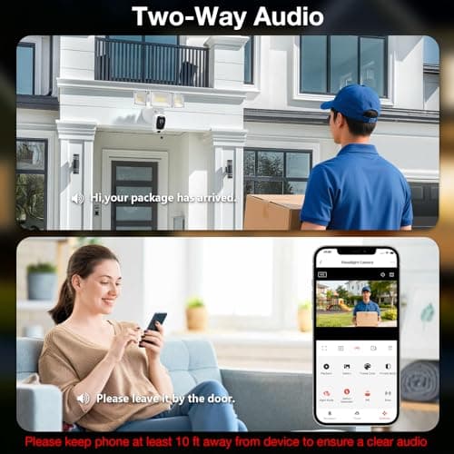 Onforu Floodlight Camera Outdoor, 5500-Lumen 2K HD Smart Security Flood Light Surveillance Cam Wired, Custom Motion Detection Zones & Light Alerts, Color Night Vision, 2-Way Audio, 24/7 Record 7