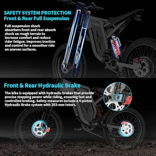 Freego Electric Motorcycle for Adults, X2 Electric Dirt Bike 6000W(Peak) Motor 60V/30Ah Removable Battery, 50MPH/60Mile Off Road Electric Mountain Bicycle, 19" x2 Tire Full Suspension,UL 2849 5