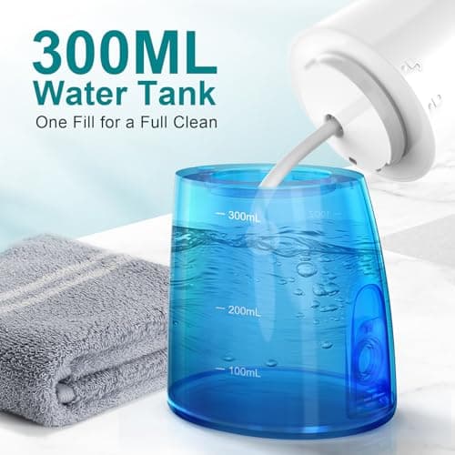 Nicefeel Water Dental Flosser Teeth Pick - Fast Charge Cordless Teeth Cleaner, 3 Modes Portable Oral Irrigator, IPX7 Waterproof Electric Water Dental Flosser for Tonsil Stone, 300ML Tank 9