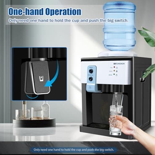 Hot and Cold Water Dispenser, Countertop Top Loading Water Cooler Dispenser 5 Gallon Electric Water Dispenser for Office Home (White) 5