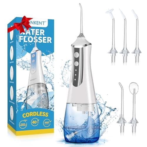 Water Flosser Pick for Teeth Cleaning 300ML Dental Oral Irrigator 3 Modes 5 Tips Rechargeable Travel Pik Waterproof Dental Picks Electric Flossing for Home (White)