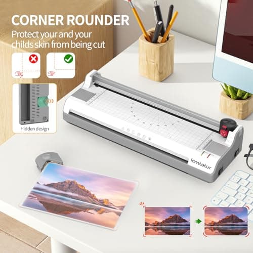 Laminator Machine 11X17 with 70Letter Size Laminating Sheets for A3/A4,13Inch Wide Thermal Hot&Cold 2Roller Lamination Laminated 3-5mil for Office Home School Teacher,with Paper Cutter,Corner Rounder 6