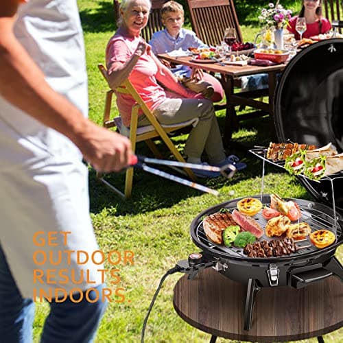 Techwood 1600W Indoor Outdoor Electric Grill, Electric BBQ Grill, Portable Removable Tabletop Grill, Black 6
