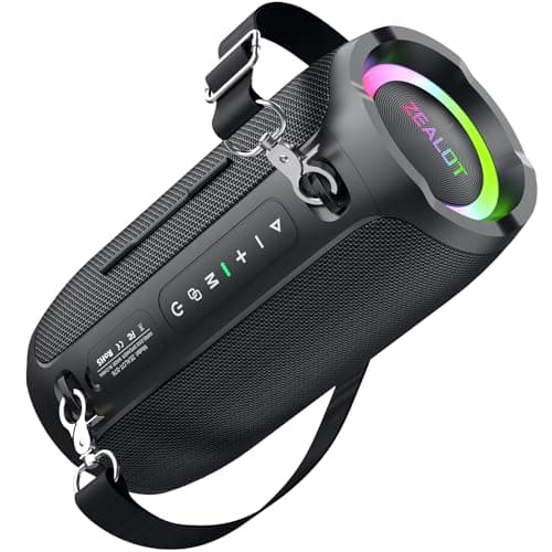 ZEALOT Portable Bluetooth Speaker,80W Peak(60W) Booming Sound Speakers with LED Light,Bluetooth 5.3, Loud Speaker for Home,Party,Camping,Beach,Gifts(Black)