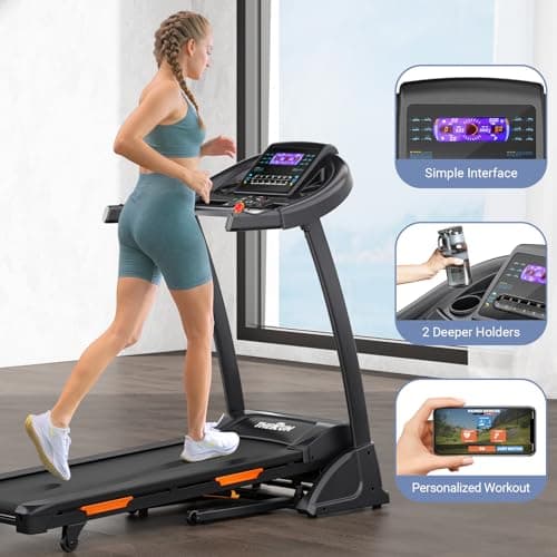 THERUN Incline Treadmill, Treadmills for Running and Walking, 300 lbs Weight Capacity Folding Treadmill with 0-15% Auto Incline, Wide Belt, 3.5 HP, App, Heart Rate, Orange 6
