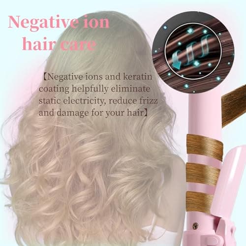 Dopheuor 2024 Newest Rotating Curling Iron 28mm/1.1 inch Professional Automatic Wave Hair Curling Wand Fast Heating Hair Curlers for Long/Middle/Short All Hair, Pink 6