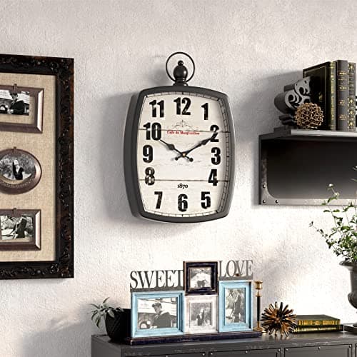Menterry Large Retro Rectangle Wall Clock, Black Antique Vintage Style, Battery Operated Silent Decor Wall Clocks for Living Room,Farmhouse,Kitchen,Office (15.5" H x 10.2" W) 7