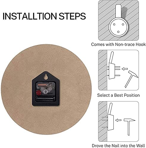 LOKMU Silent Non Ticking Clock 10 Inch, Round Wall Clock,Decorative for Living Room, Kitchen, Home,Bathroom, Bedroom, Office or School, Coffee Cup on Wooden 6