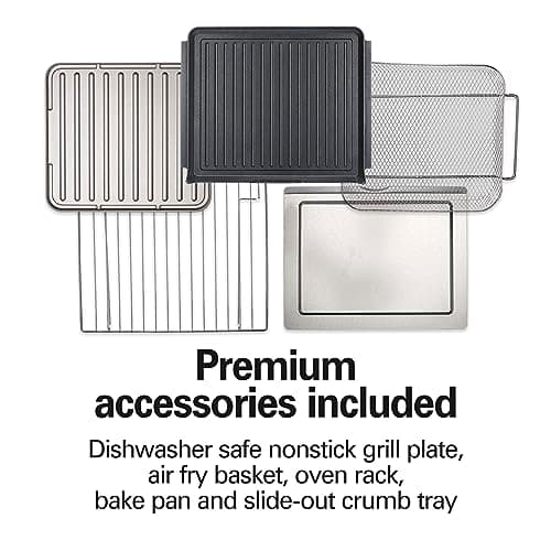 Hamilton Beach 6-in-1 Sure Crisp Air Fryer Toaster Oven Combo & Electric Indoor Grill, 450 F Searing Temp, Bake, Broil, Toast and Pizza Function, .88 cu. ft., 6 Slice Capacity, Stainless Steel (31395) 7