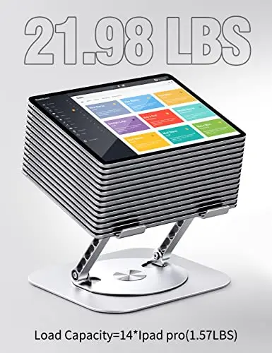 AOEVI Adjustable Computer Stand with 360 Rotating Base, Ergonimic Foldable Laptop Riser for Desk Compatible with MacBook Pro/Air Notebook up to 16 Inches, Silver 6