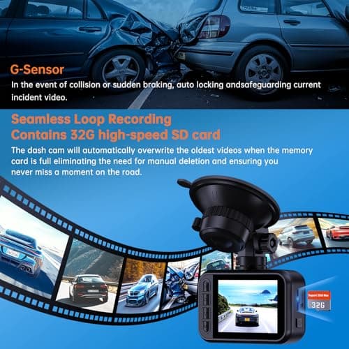 E-YEEGER Dash Cam Front and Rear, 2.5K Dual Dash Camera for Cars, 2560P Mini Car Camera, 2 inch IPS Screen, 32GB Card Included, WDR Night Vision, 24 Hours Parking Monitor, G-Sensor, Support 256 GB Max 5