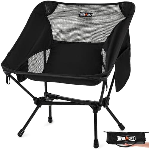 Overmont Ultralight Portable Camping Chair- Lightweight Folding Backpacking Chair, Support up to 330Lbs Compact Beach Chair for Adults with Carry Bag for Backpack Hiking Fishing Outdoor Camp Travel