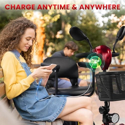 Puvirecn 4 Wheel Mobility Scooter - Foldable Mobility Scooters for Adults, Long Range 15 Miles, Max Load of 330lbs, All Terrain Mobility Scooter with Basket & Cup Holder 4