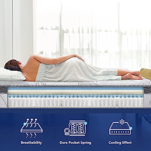 Olee Sleep Queen Mattress, 13 Inch Hybrid Mattress, Gel Infused Memory Foam, Pocket Spring for Support and Pressure Relief, CertiPUR-US Certified, Bed-in-a-Box, Firm, Queen Size 8