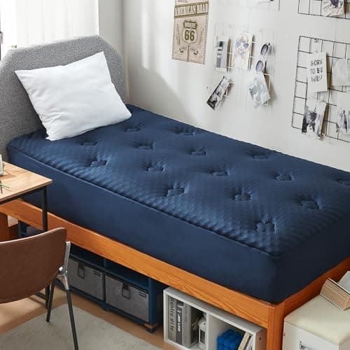 Hansleep Twin XL Mattress Pad Topper College Dorm Memory Foam, Twin XL Foam Mattress Topper Viscose Derived from Bamboo, Twin XL Size Bed Mattress Pad Cover for Back Pain Relief, 39" x 80", Navy Blue