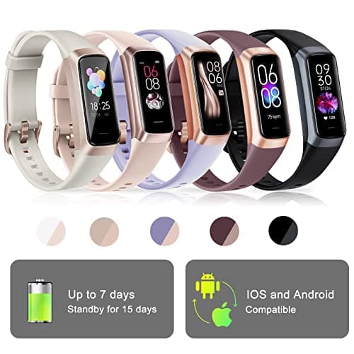 Bakoor Fitness Tracker, Step Tracker with 1.1" AMOLED Screen, Pedometer, Heart Rate Sleep Tracking, Calorie Step Counter Watch for Android Phones iPhone Women Men 7