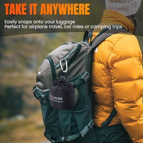 LOLEX™ Hooded Pro Travel Pillow - Memory Foam Neck Support Pillow for Airplane, Flight - Super-Soft Pure Cotton Fabric, Maximum Privacy & Light-Block Design, Lightweight Full Travel Kit - Light Grey 6