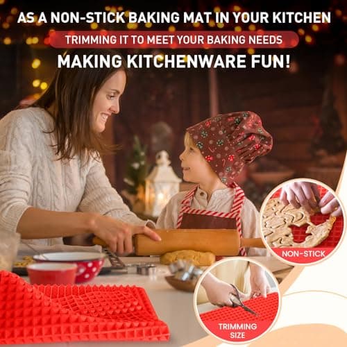 Silicone Baking Mat Sheets for Oven Mats Cooking Pan 16"x11" 6.7"x6.7" 2 Pack Non-Stickfor Oven Grilling BBQ (2 Pack Red 16"x11") 7