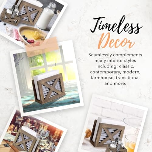 Autumn Alley Farmhouse Napkin Holder Wooden- Upright - Classic Barn Door Design with Galvanized Metal - Rustic Napkin Holder for Farmhouse Kitchen Décor - Country Kitchen Accessories 5