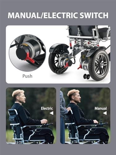 MINTIA 30 Mile Long Travel Range, Lightweight Foldable Electric Wheelchair for Adults Motorized Wheelchair All Terrain Intelligent Power Wheelchair for Seniors Compact Portable Airline Approved 7