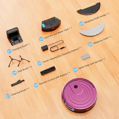 MBYULO Robot Vacuum and Mop Combo 5000Pa 650mL 2 in 1 Mopping Robot Vacuum Cleaner Schedule WiFi/Alexa/App Smart Self-Charging Robotic Vacuum Ultra-Slim 8